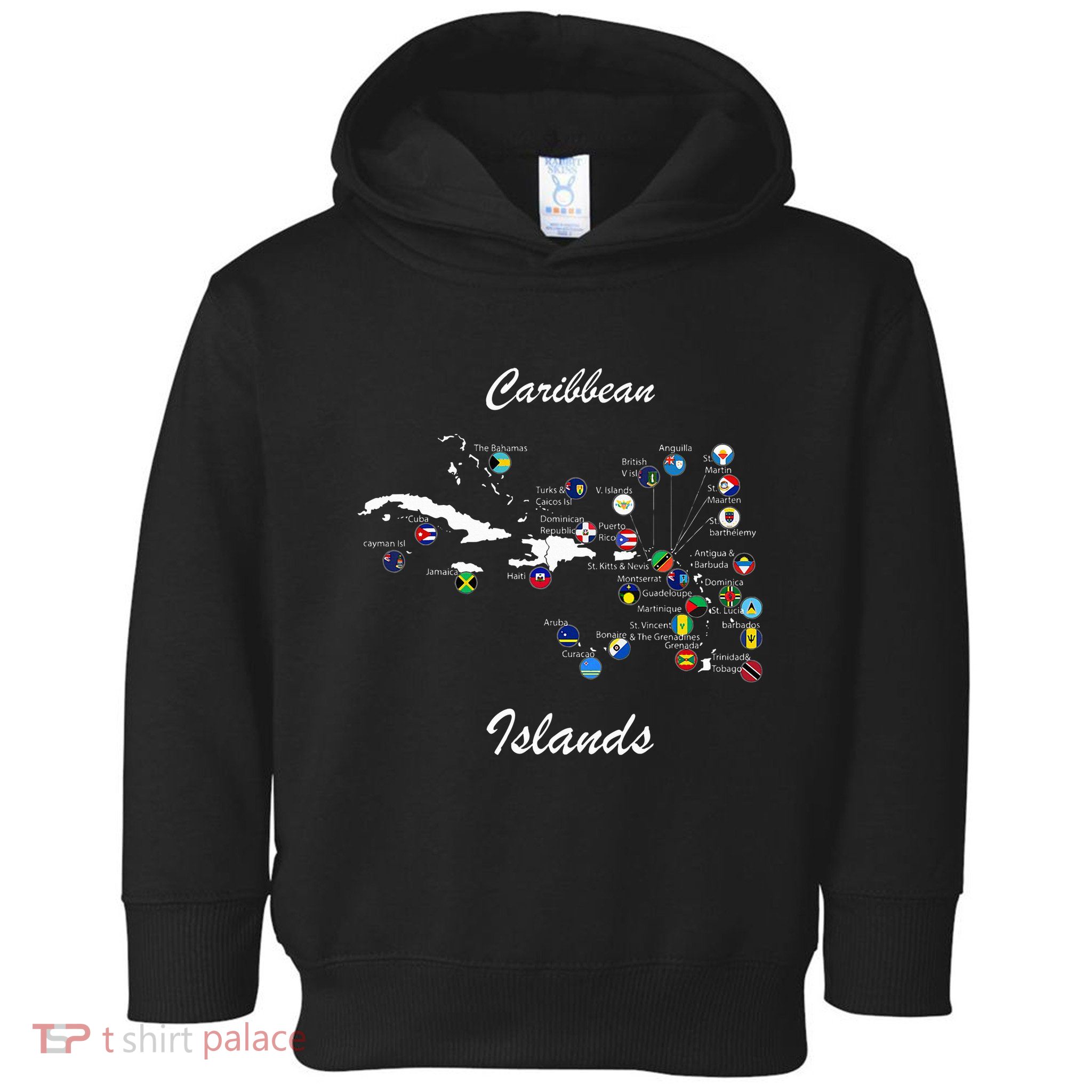 Caribbean Islands Flags And Map Caribbean Sea Vacations Toddler Hoodie