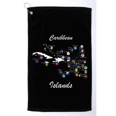 Caribbean Islands Flags And Map Caribbean Sea Vacations Golf Towel