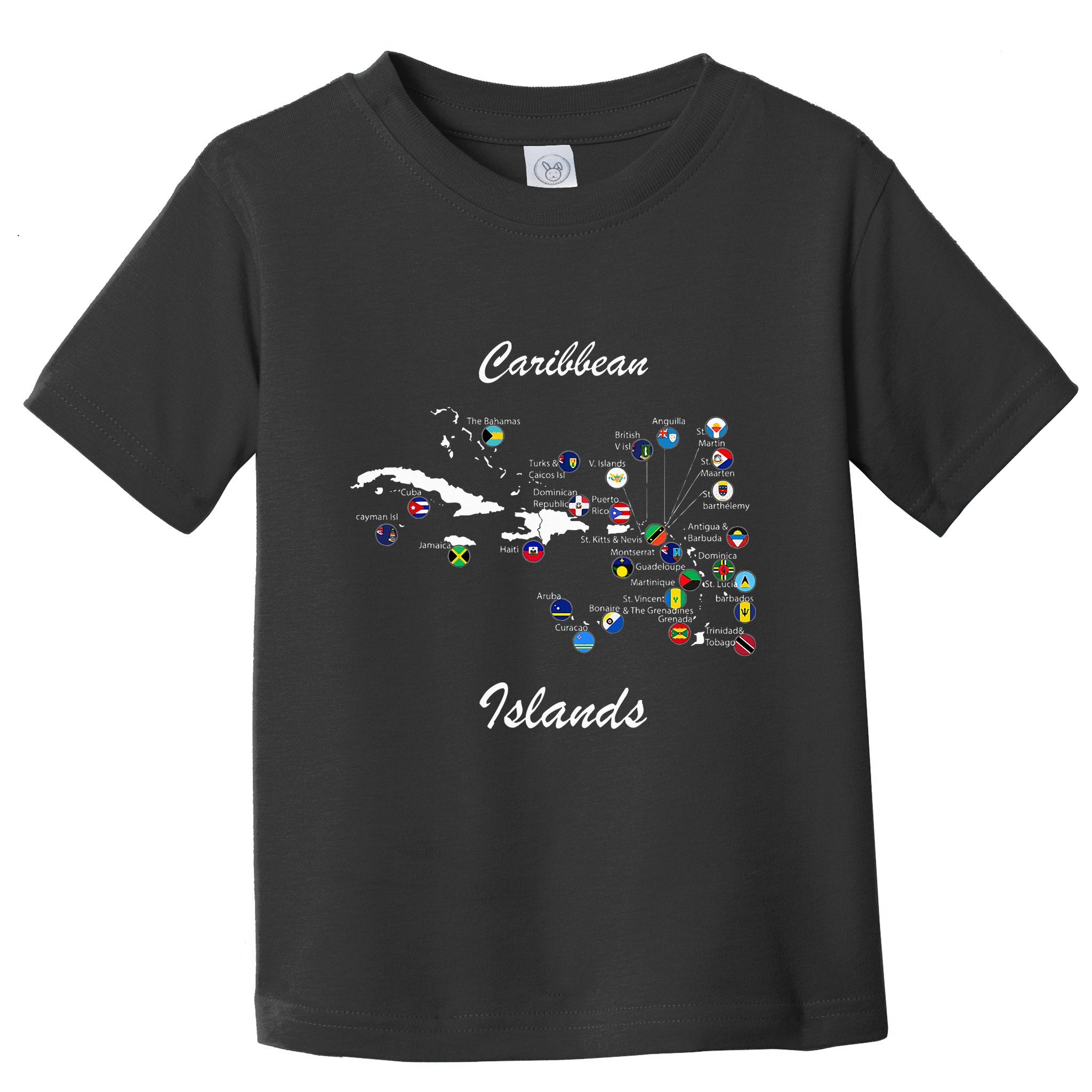 Caribbean Islands Flags And Map Caribbean Sea Vacations Toddler T-Shirt