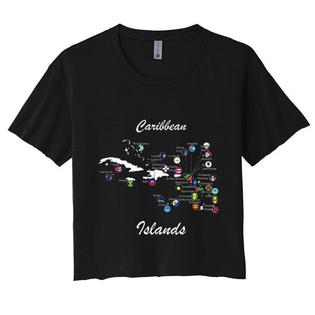 Caribbean Islands Flags And Map Caribbean Sea Vacations Crop Top