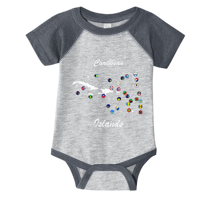 Caribbean Islands Flags And Map Caribbean Sea Vacations Infant Baby Jersey Bodysuit
