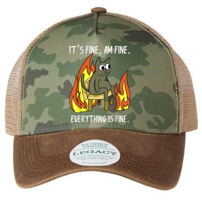 Cat ItS Fine IM Fine Everything Is Fine Legacy Tie Dye Trucker Hat