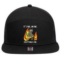 Cat ItS Fine IM Fine Everything Is Fine 7 Panel Mesh Trucker Snapback Hat