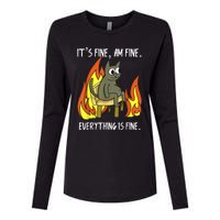 Cat ItS Fine IM Fine Everything Is Fine Womens Cotton Relaxed Long Sleeve T-Shirt