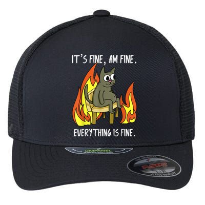 Cat ItS Fine IM Fine Everything Is Fine Flexfit Unipanel Trucker Cap