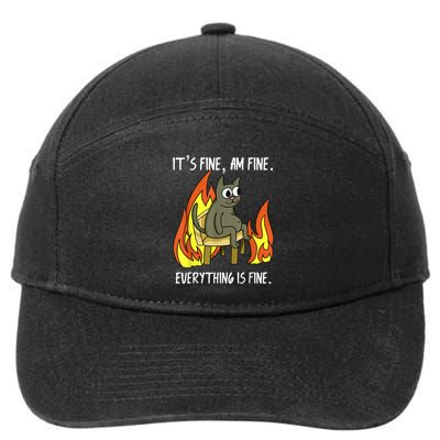 Cat ItS Fine IM Fine Everything Is Fine 7-Panel Snapback Hat
