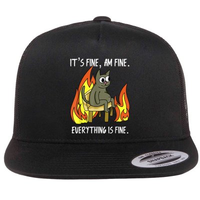 Cat ItS Fine IM Fine Everything Is Fine Flatbill Hat
