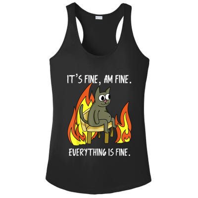Cat ItS Fine IM Fine Everything Is Fine Ladies PosiCharge Competitor Racerback Tank