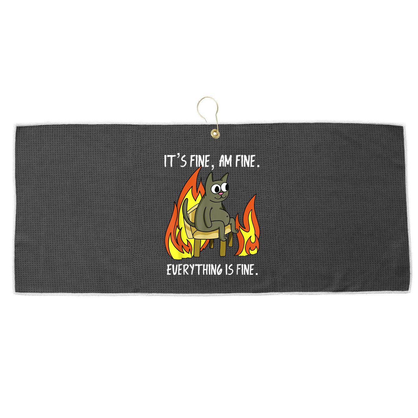 Cat ItS Fine IM Fine Everything Is Fine Large Microfiber Waffle Golf Towel