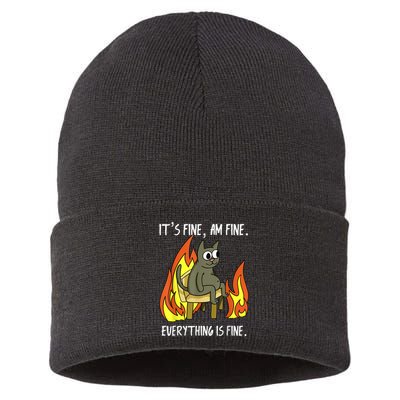 Cat ItS Fine IM Fine Everything Is Fine Sustainable Knit Beanie