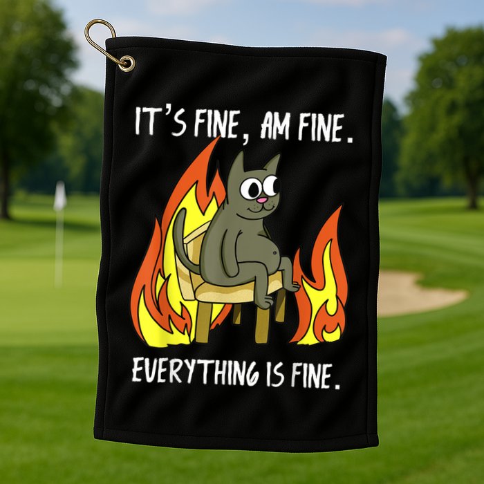 Cat ItS Fine IM Fine Everything Is Fine Golf Towel