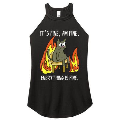 Cat ItS Fine IM Fine Everything Is Fine Women's Perfect Tri Rocker Tank