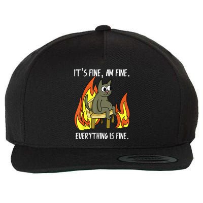 Cat ItS Fine IM Fine Everything Is Fine Wool Snapback Cap