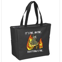 Cat ItS Fine IM Fine Everything Is Fine Zip Tote Bag