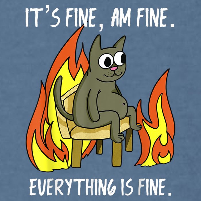 Cat ItS Fine IM Fine Everything Is Fine Garment-Dyed Sweatshirt