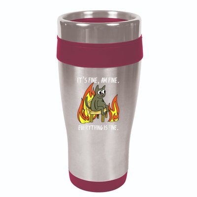 Cat ItS Fine IM Fine Everything Is Fine 16oz Travel Tumbler