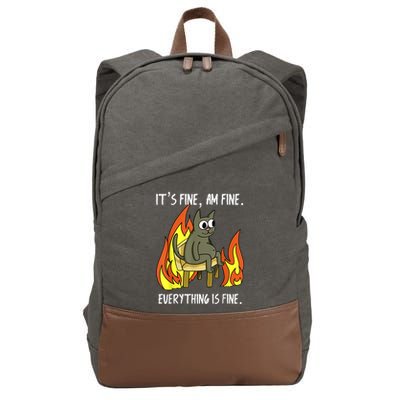 Cat ItS Fine IM Fine Everything Is Fine Cotton Canvas Backpack