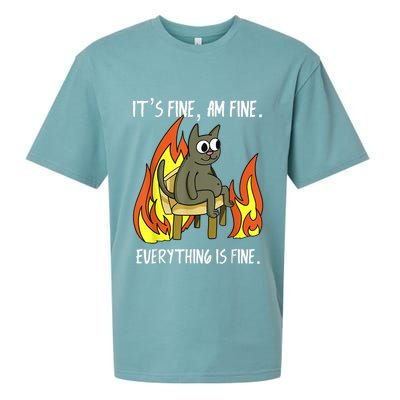 Cat ItS Fine IM Fine Everything Is Fine Sueded Cloud Jersey T-Shirt