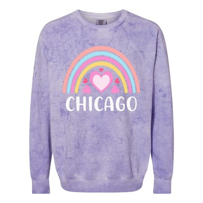 Chicago Illinois for  Rainbow Hearts Colorblast Crewneck Sweatshirt