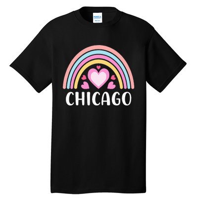 Chicago Illinois for  Rainbow Hearts Tall T-Shirt