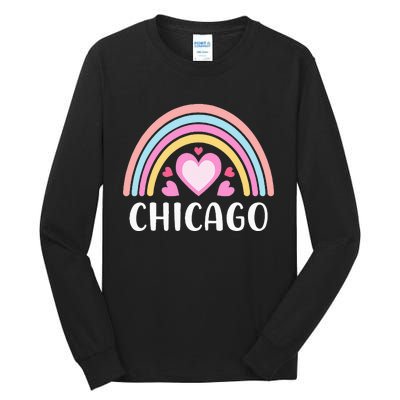 Chicago Illinois for  Rainbow Hearts Tall Long Sleeve T-Shirt