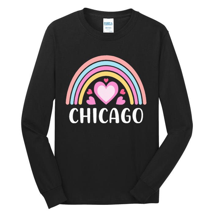 Chicago Illinois for  Rainbow Hearts Tall Long Sleeve T-Shirt