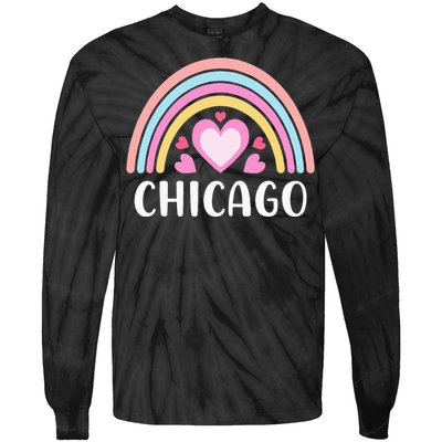 Chicago Illinois for  Rainbow Hearts Tie-Dye Long Sleeve Shirt