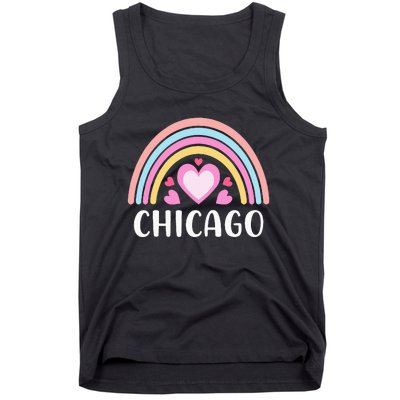 Chicago Illinois for  Rainbow Hearts Tank Top