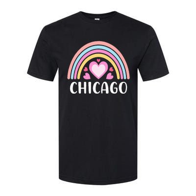 Chicago Illinois for  Rainbow Hearts Softstyle CVC T-Shirt