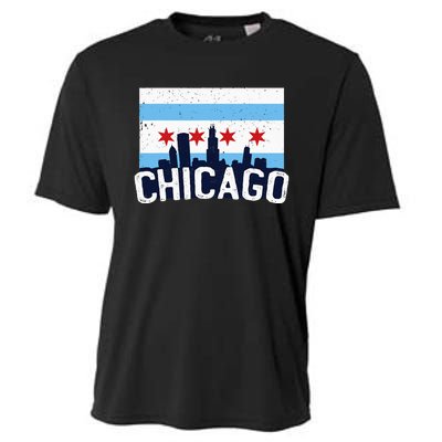 Chicago Illinois Flag City Skyline Chi Town Pride City Flag Cooling Performance Crew T-Shirt