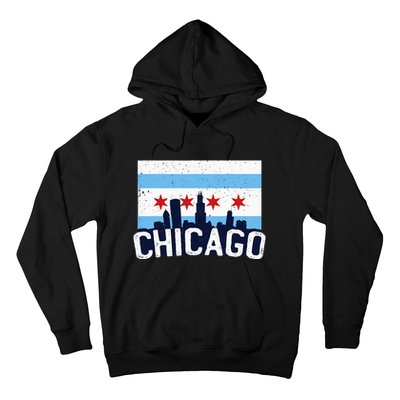 Chicago Illinois Flag City Skyline Chi Town Pride City Flag Hoodie