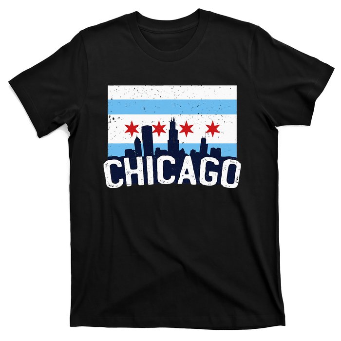 Chicago Illinois Flag City Skyline Chi Town Pride City Flag T-Shirt