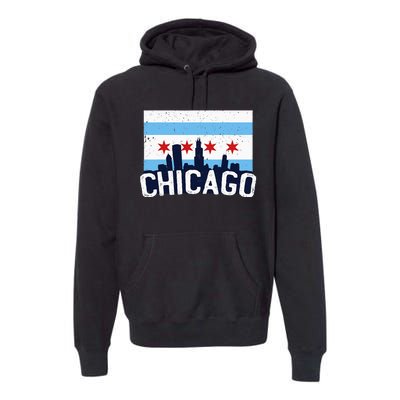 Chicago Illinois Flag City Skyline Chi Town Pride City Flag Premium Hoodie