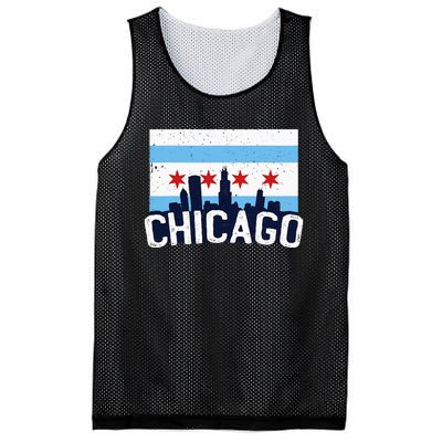 Chicago Illinois Flag City Skyline Chi Town Pride City Flag Mesh Reversible Basketball Jersey Tank