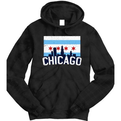 Chicago Illinois Flag City Skyline Chi Town Pride City Flag Tie Dye Hoodie