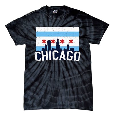 Chicago Illinois Flag City Skyline Chi Town Pride City Flag Tie-Dye T-Shirt