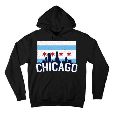 Chicago Illinois Flag City Skyline Chi Town Pride City Flag Tall Hoodie