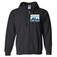 Chicago Illinois Flag City Skyline Chi Town Pride City Flag Full Zip Hoodie