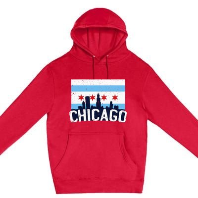 Chicago Illinois Flag City Skyline Chi Town Pride City Flag Premium Pullover Hoodie