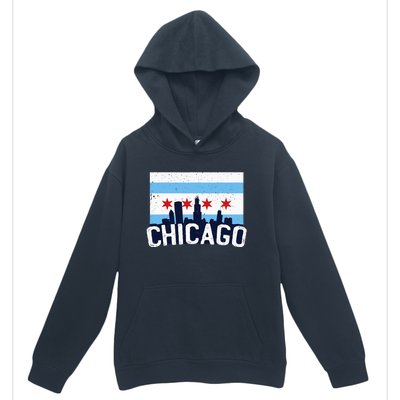 Chicago Illinois Flag City Skyline Chi Town Pride City Flag Urban Pullover Hoodie