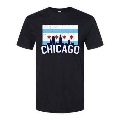 Chicago Illinois Flag City Skyline Chi Town Pride City Flag Softstyle CVC T-Shirt