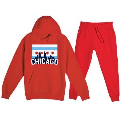 Chicago Illinois Flag City Skyline Chi Town Pride City Flag Premium Hooded Sweatsuit Set