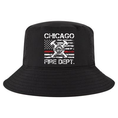 Chicago Illinois Fire Department Thin Red Line Fireman Cool Comfort Performance Bucket Hat
