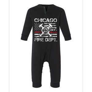 Chicago Illinois Fire Department Thin Red Line Fireman Infant Fleece One Piece