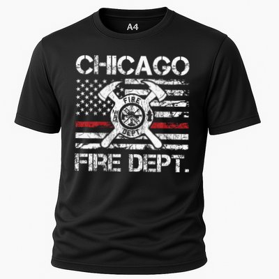 Chicago Illinois Fire Department Thin Red Line Fireman Performance Shirt