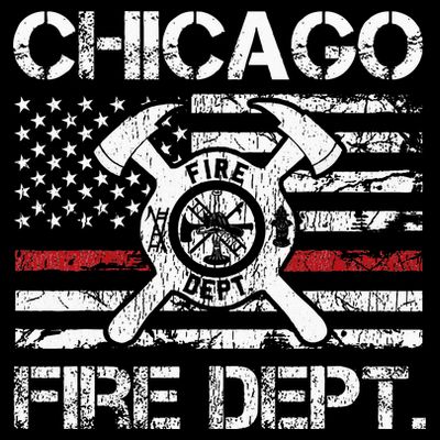 Chicago Illinois Fire Department Thin Red Line Fireman T-Shirt