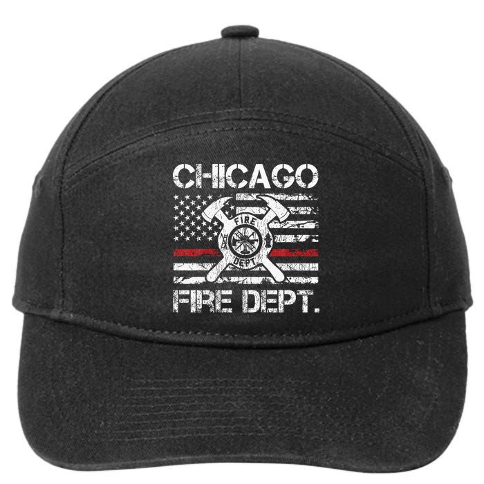 Chicago Illinois Fire Department Thin Red Line Fireman 7-Panel Snapback Hat