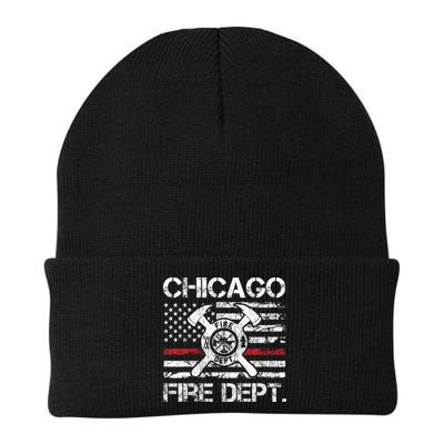 Chicago Illinois Fire Department Thin Red Line Fireman Beanie