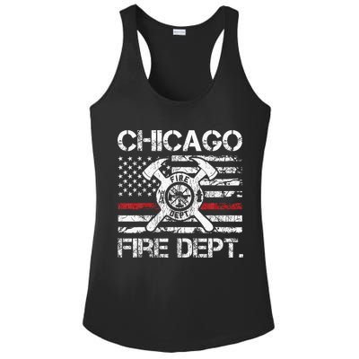 Chicago Illinois Fire Department Thin Red Line Fireman Ladies PosiCharge Competitor Racerback Tank