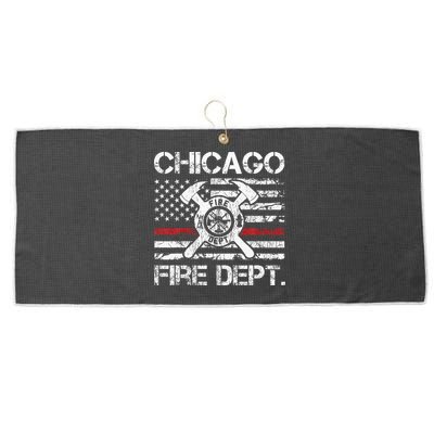 Chicago Illinois Fire Department Thin Red Line Fireman Large Microfiber Waffle Golf Towel